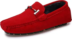 Fur Slippers Suede Leather Moccasin for Men Flat Loafer Casual Driving Slip On Winter Shoes
