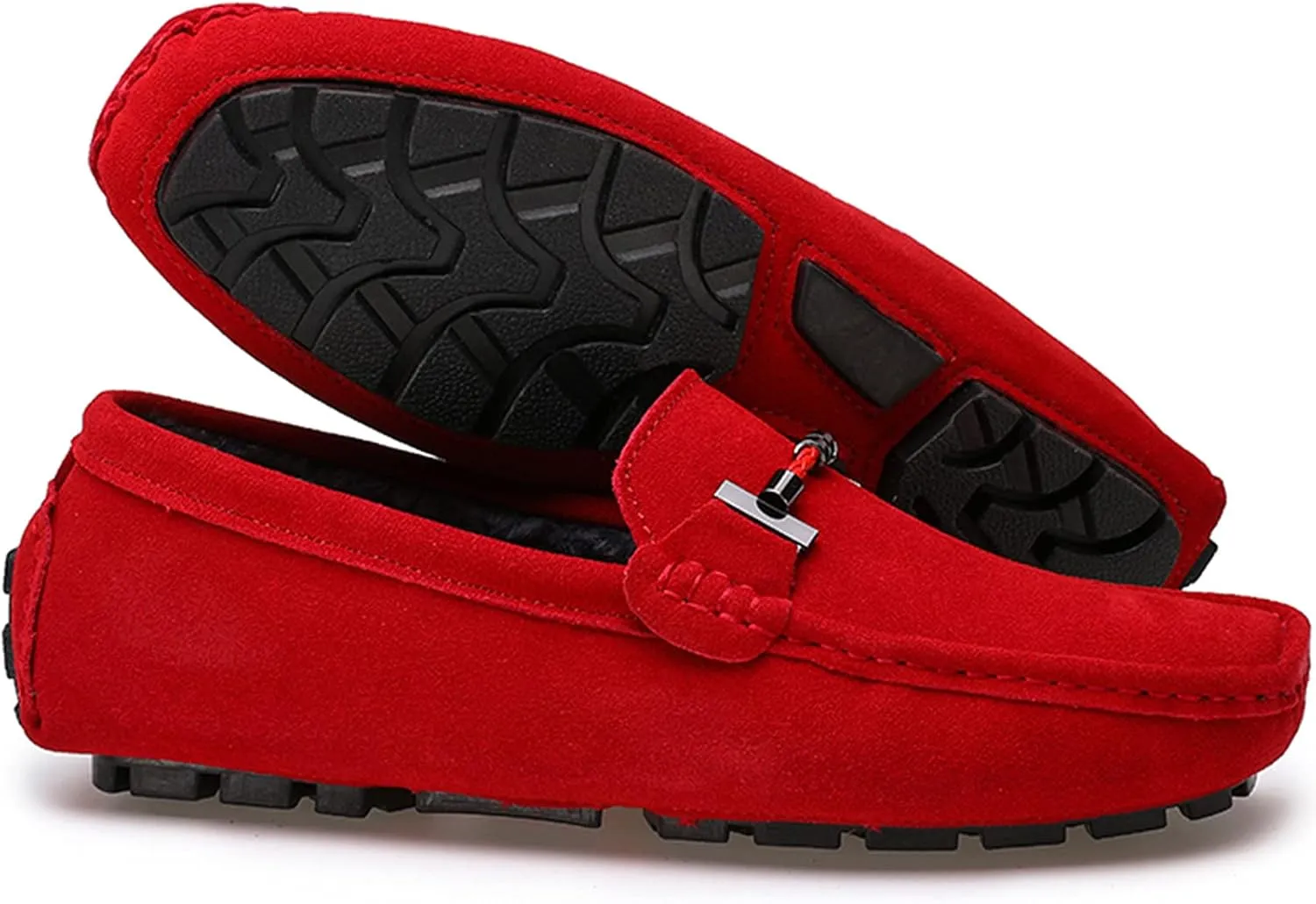 Fur Slippers Suede Leather Moccasin for Men Flat Loafer Casual Driving Slip On Winter Shoes