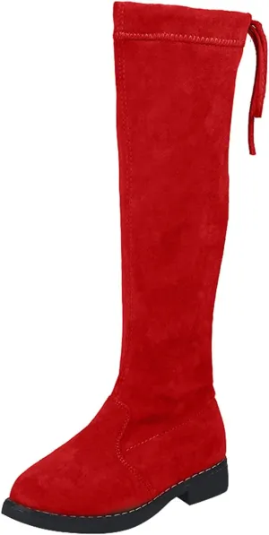 Girls Over The Knee Boots Thigh High Chunky Black Faux Lined Low Heel Boots Long Stretch Fall Winter Pointed Boots