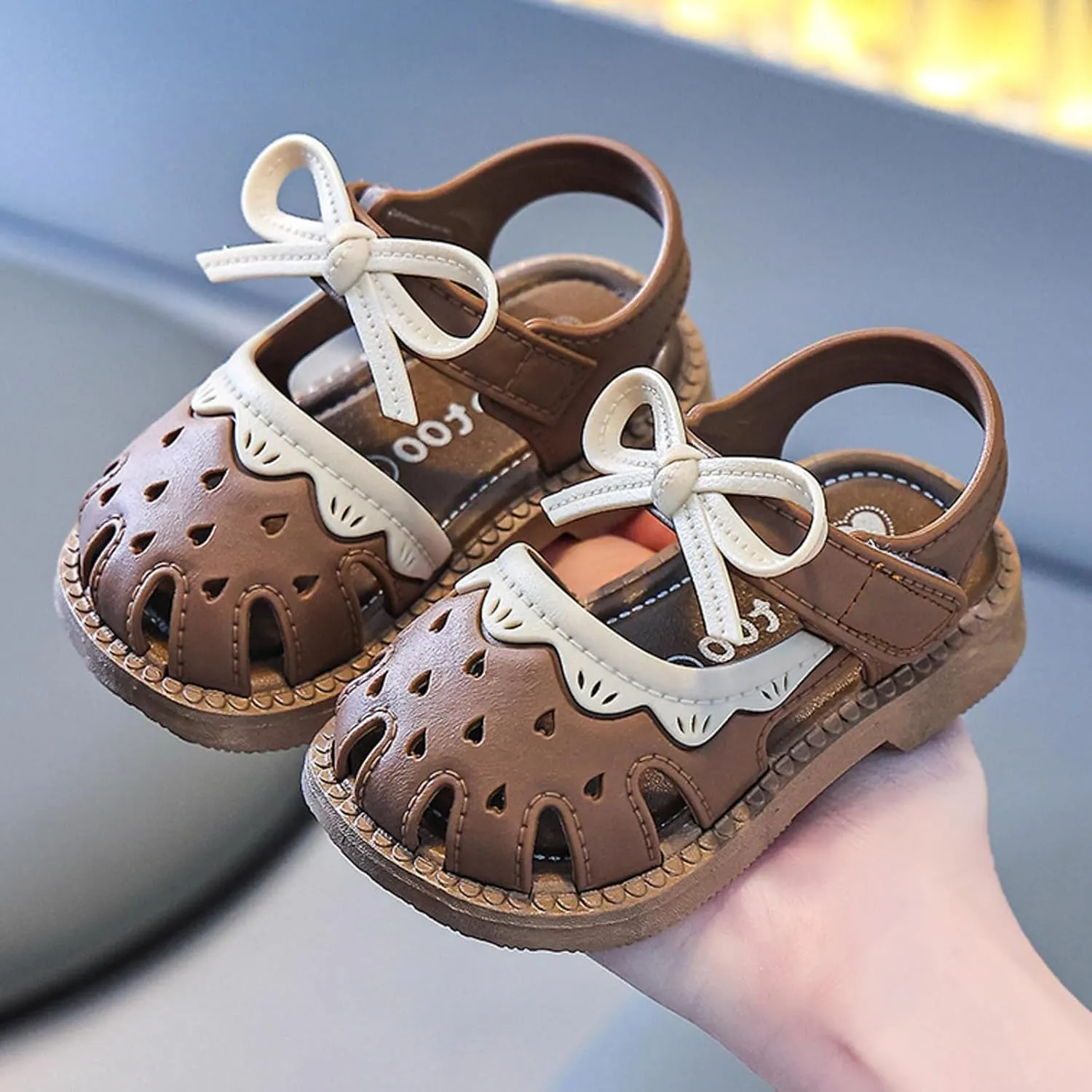 Girls Print Sandal Shoes Summer Girls Breathable Sandals Soft Bottom Non Slip Baby Walking Shoes Hollow Sandals