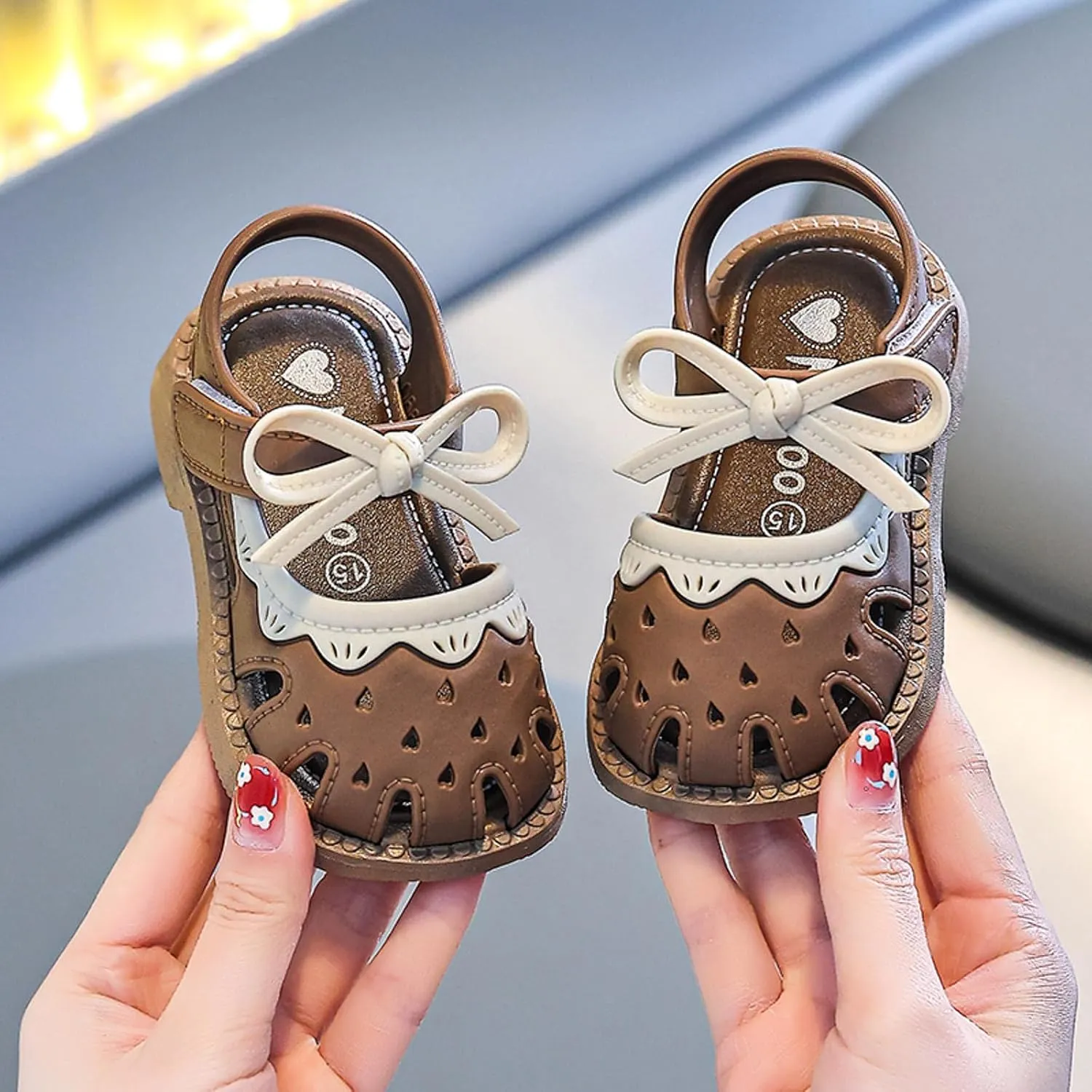 Girls Print Sandal Shoes Summer Girls Breathable Sandals Soft Bottom Non Slip Baby Walking Shoes Hollow Sandals