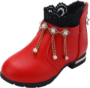 Girls Shoes Fashion Flower Short Boots Non Slip Breathable Boots for Firl Girls Shoes Size 6
