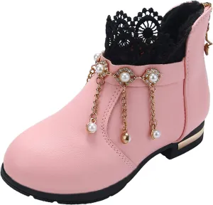 Girls Shoes Fashion Flower Short Boots Non Slip Breathable Boots for Firl Girls Shoes Size 6