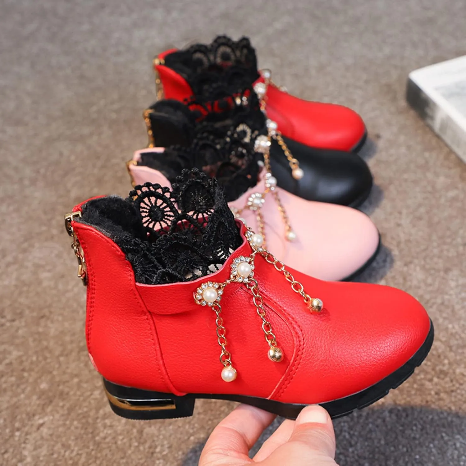 Girls Shoes Fashion Flower Short Boots Non Slip Breathable Boots for Firl Girls Shoes Size 6