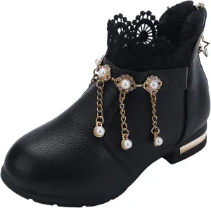 Girls Shoes Fashion Flower Short Boots Non Slip Breathable Boots for Firl Girls Shoes Size 6