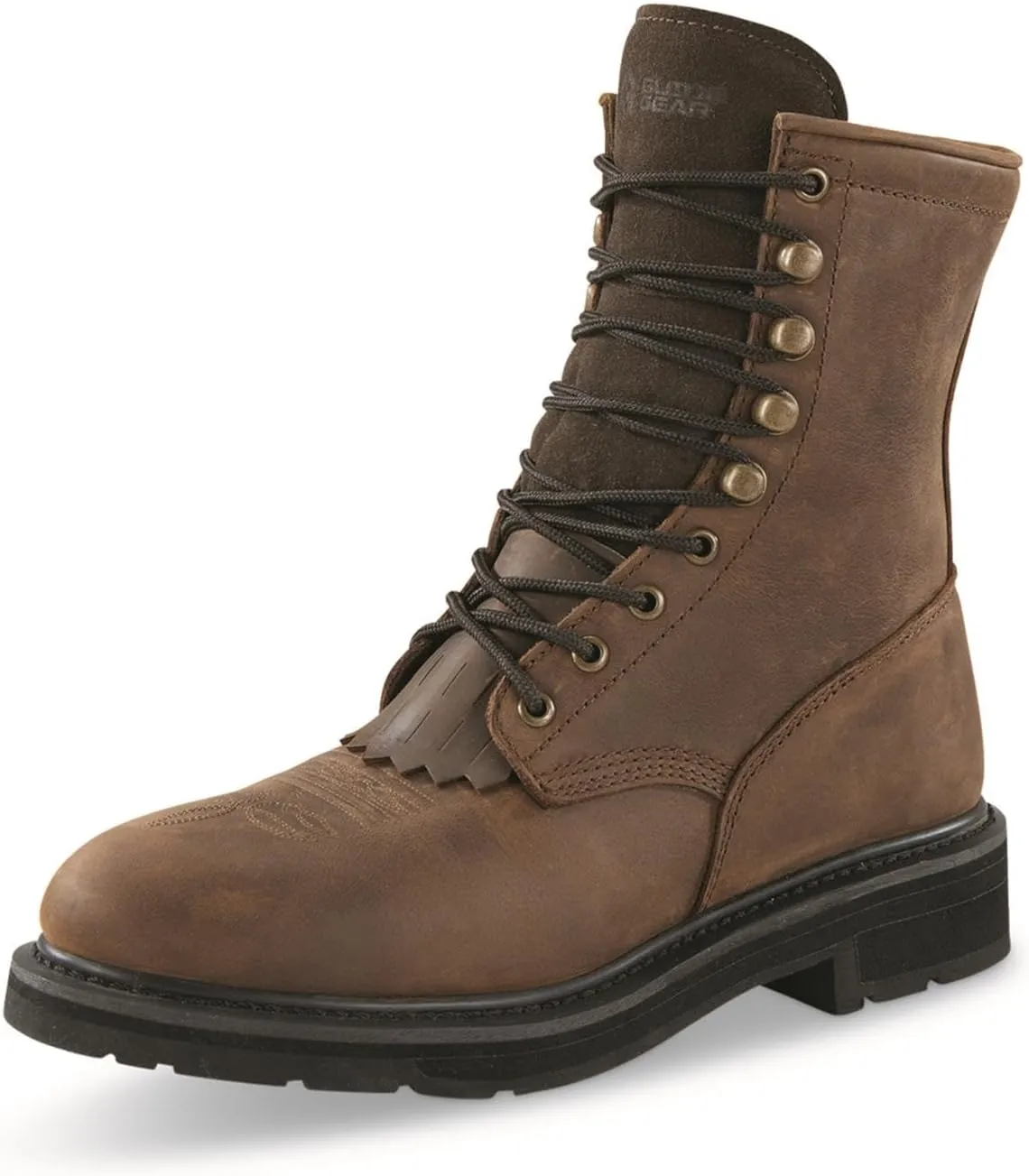 Guide Gear Men's Western Work 2.0 Lace-up Work Boots; Leather Uppers, Rubber Sole Shoes