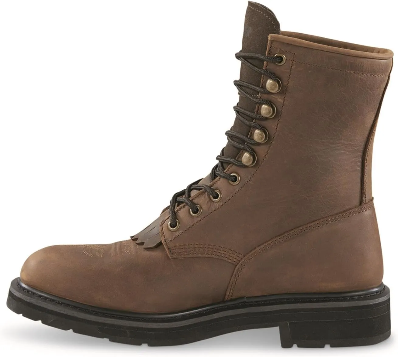 Guide Gear Men's Western Work 2.0 Lace-up Work Boots; Leather Uppers, Rubber Sole Shoes