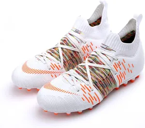 High-Top Football Cleats Men, Professional High Gripping Power Turf Soccer Shoes, Youth Football Boots for Outdoor Training Competition (Color : D, Size : 8)