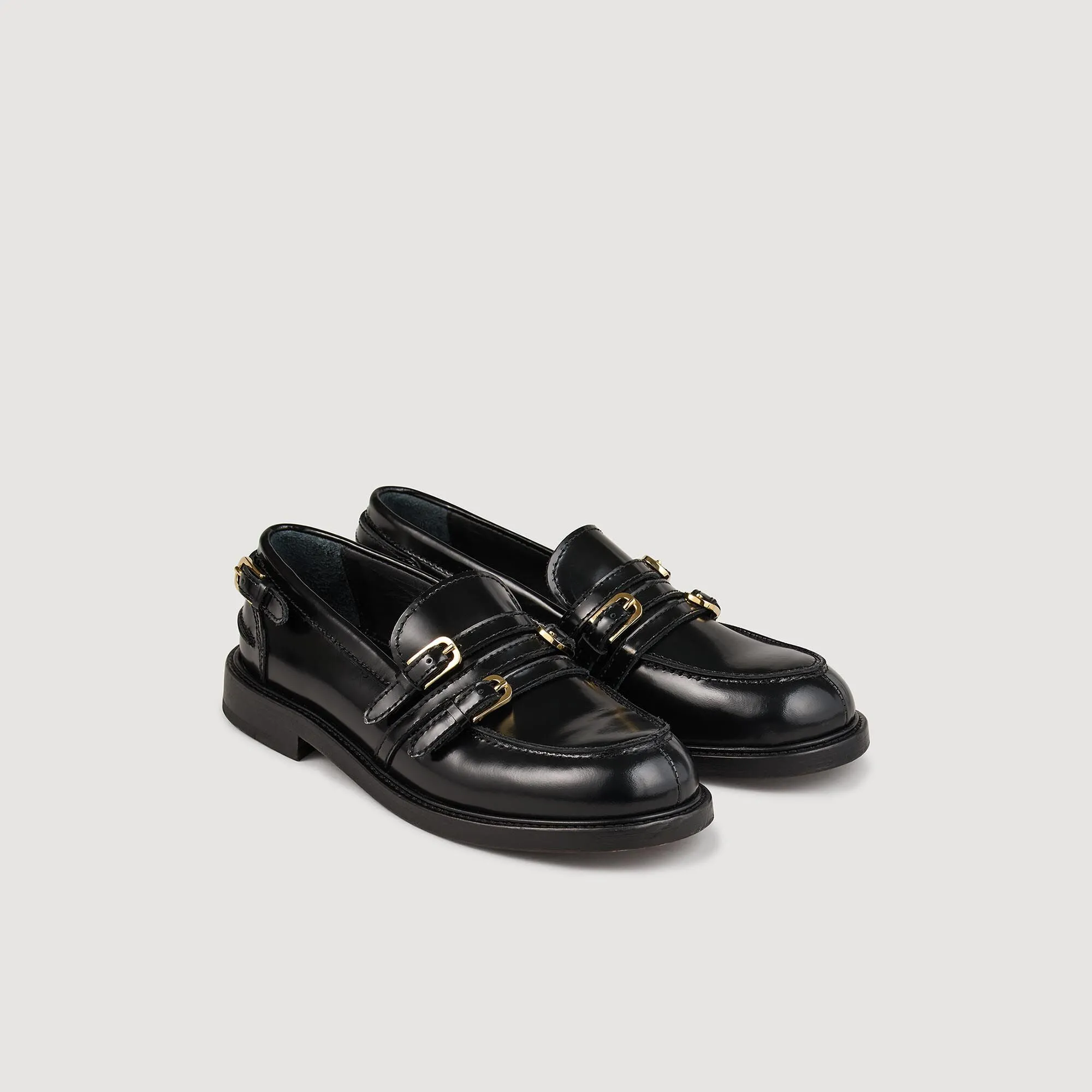 Hill Buckle Loafers Black