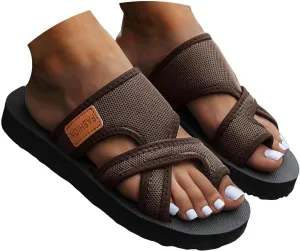 Hollow Mesh Slide Sandals for Women 2025 Orthopedic Sandals Arch Support Fashion Beach Shoes Casual Split Toe Slipper