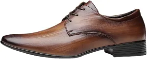 HOOENG Formal Shoes for Men Lace Up Derby Shoes Comfort Burnished Toe PU Sole Vegan Leather Rubber Sole Anti-Slip Block Heel Low Top Slip Resistant Prom (Color : Brown, Size : 8.5)