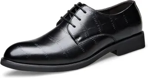 HOOENG Oxford Shoes for Men Lace Up Floral Derby Shoes Round Toe Vegan Leather Block Heel Non Slip Resistant Anti-Slip Prom (Color : Black, Size : 6.5)