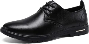 HOOENG Oxford Shoes for Men Lace Up Round Toe Derby Shoes Vegan Leather Block Heel Non Slip Rubber Sole Low Top Anti-Slip Prom (Color : Black, Size : 7)