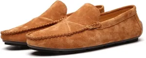 HOOENG Smoking Loafer for Men Faux Leather Stitching Details Suede Vamp Rubber Sole Anti-Slip Flat Heel Flexible Resistant Lightweight Outdoor Slip On (Color : Orange, Size : 8.5)