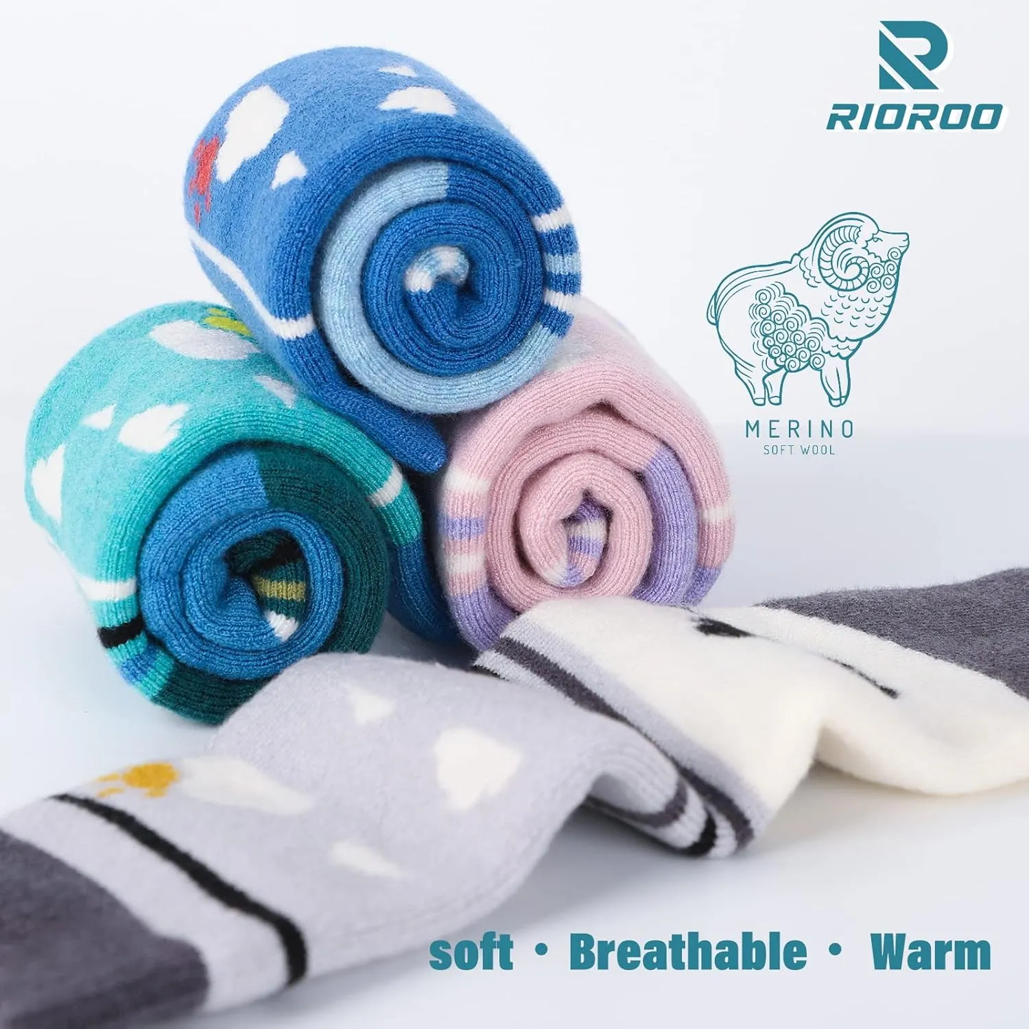 Kids Ski Socks Merino Wool, 2/3 Pairs Winter Warm Thermal Socks, Skiing Snowboarding Socks for Toddler Boys and Girls