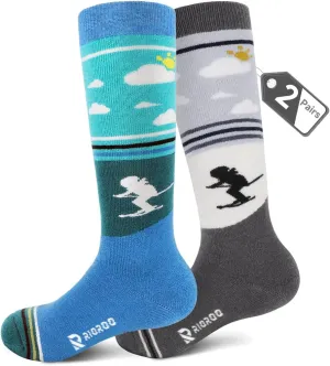 Kids Ski Socks Merino Wool, 2/3 Pairs Winter Warm Thermal Socks, Skiing Snowboarding Socks for Toddler Boys and Girls