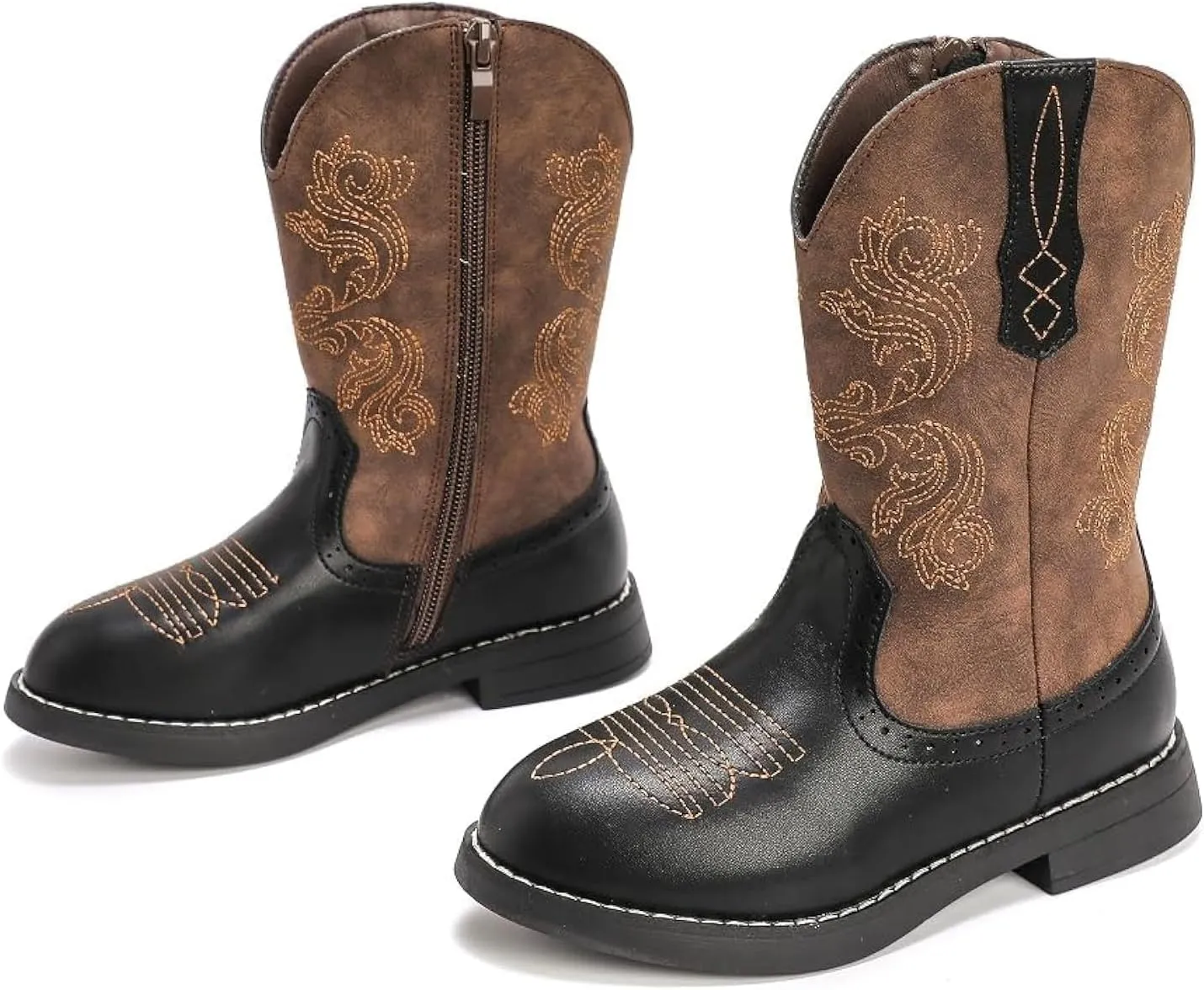 kkdom Boys Girls Cowgirl Cowboy Western Boots Mid Calf Horseback Riding Boots