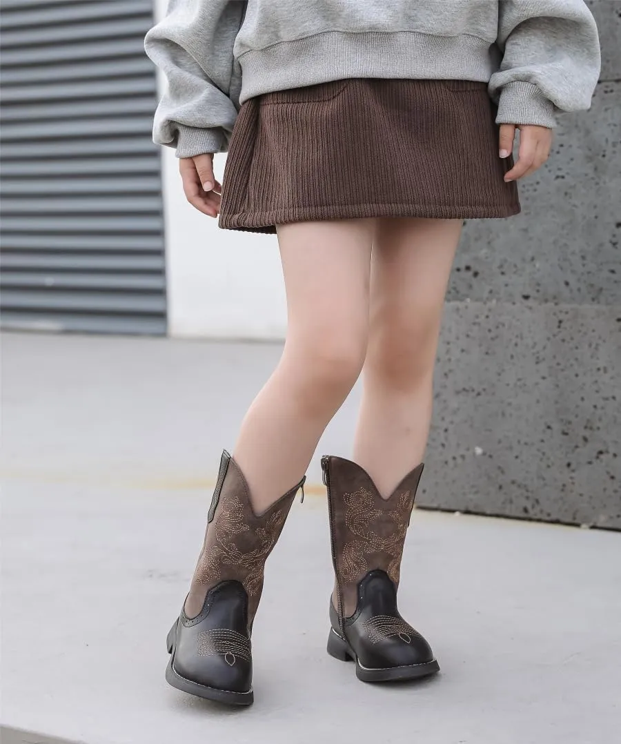 kkdom Boys Girls Cowgirl Cowboy Western Boots Mid Calf Horseback Riding Boots