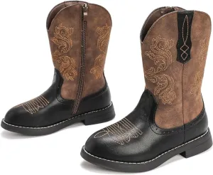 kkdom Boys Girls Cowgirl Cowboy Western Boots Mid Calf Horseback Riding Boots