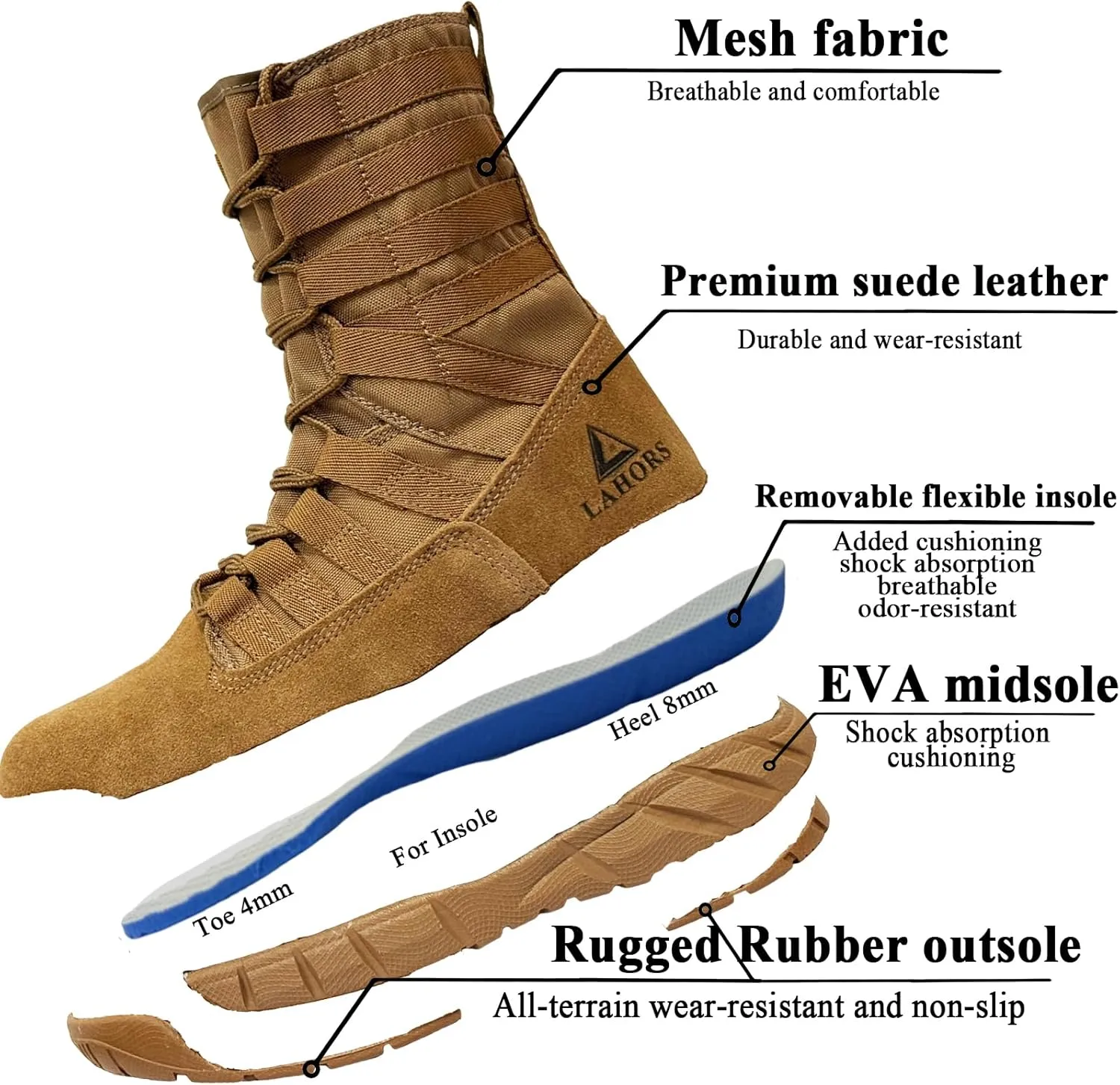 Lightweight Military Tactical Combat Boots Men Outdoor Hiking Desert Army Boots Breathable Male Jungle Shoes Man Side Zipper
