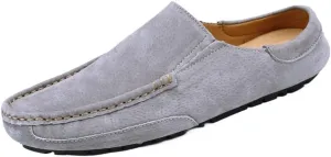 Loafers for Men Genuine Leather Suede Vamp Stitching Details Round Toe Flexible Lightweight Prom Slip On