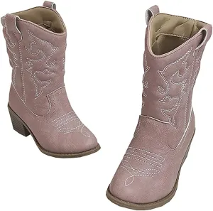 Low Heel Cowgirl Cowboy Western Boots Girls Mid Calf Riding Shoes