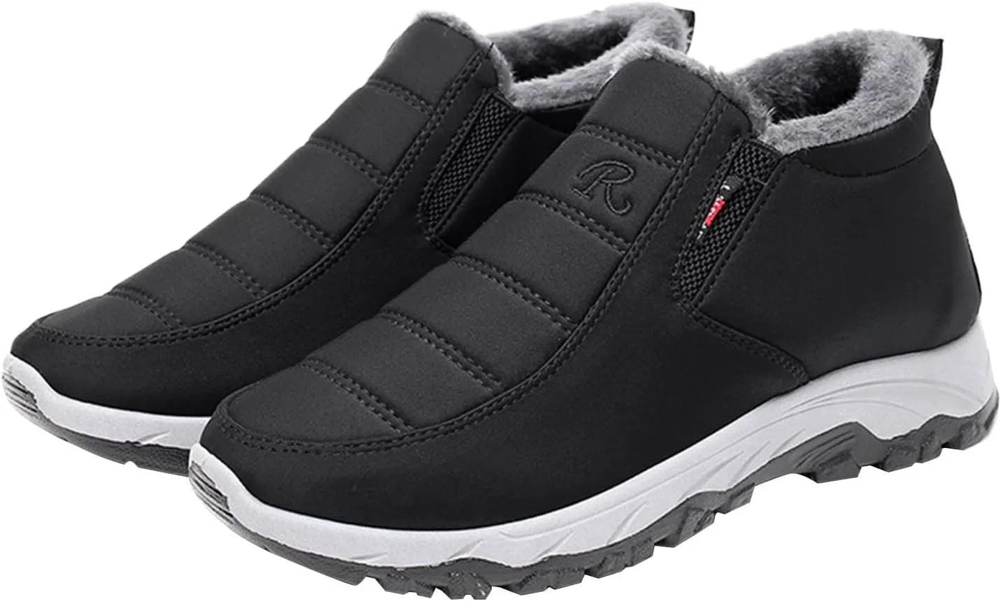 Men Snow Boots, Waterproof Fuzzy Boots Fleece Insulated Boots Outdoor Work Boots Men's Women's Winter Boots
