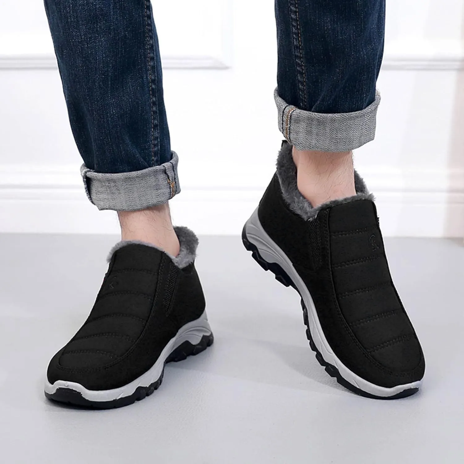 Men Snow Boots, Waterproof Fuzzy Boots Fleece Insulated Boots Outdoor Work Boots Men's Women's Winter Boots