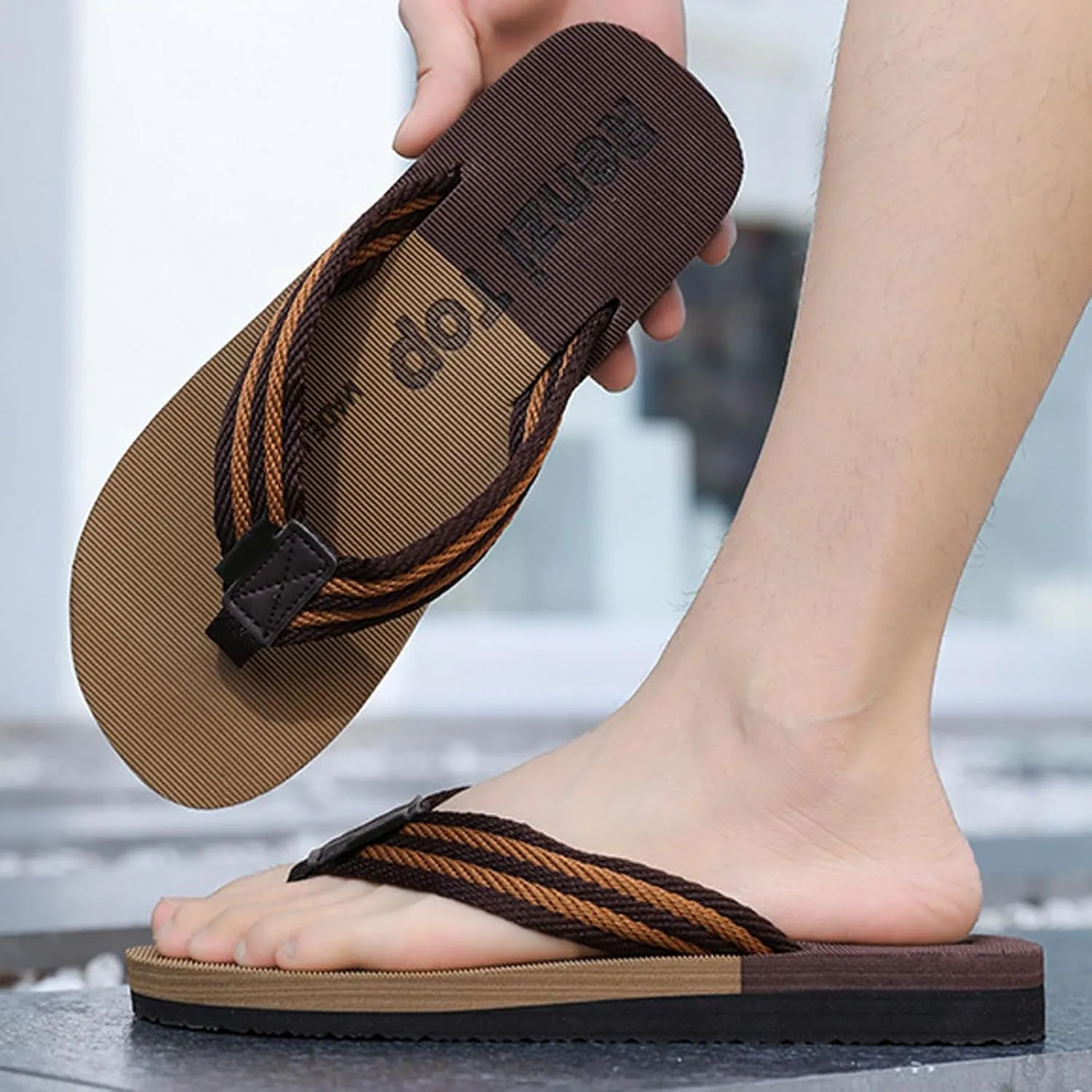 Men's Beach Sandals Foreign Trade Flip Flops For Men Beach Slippers For Men Summer Non Slip External Wearing With Toe