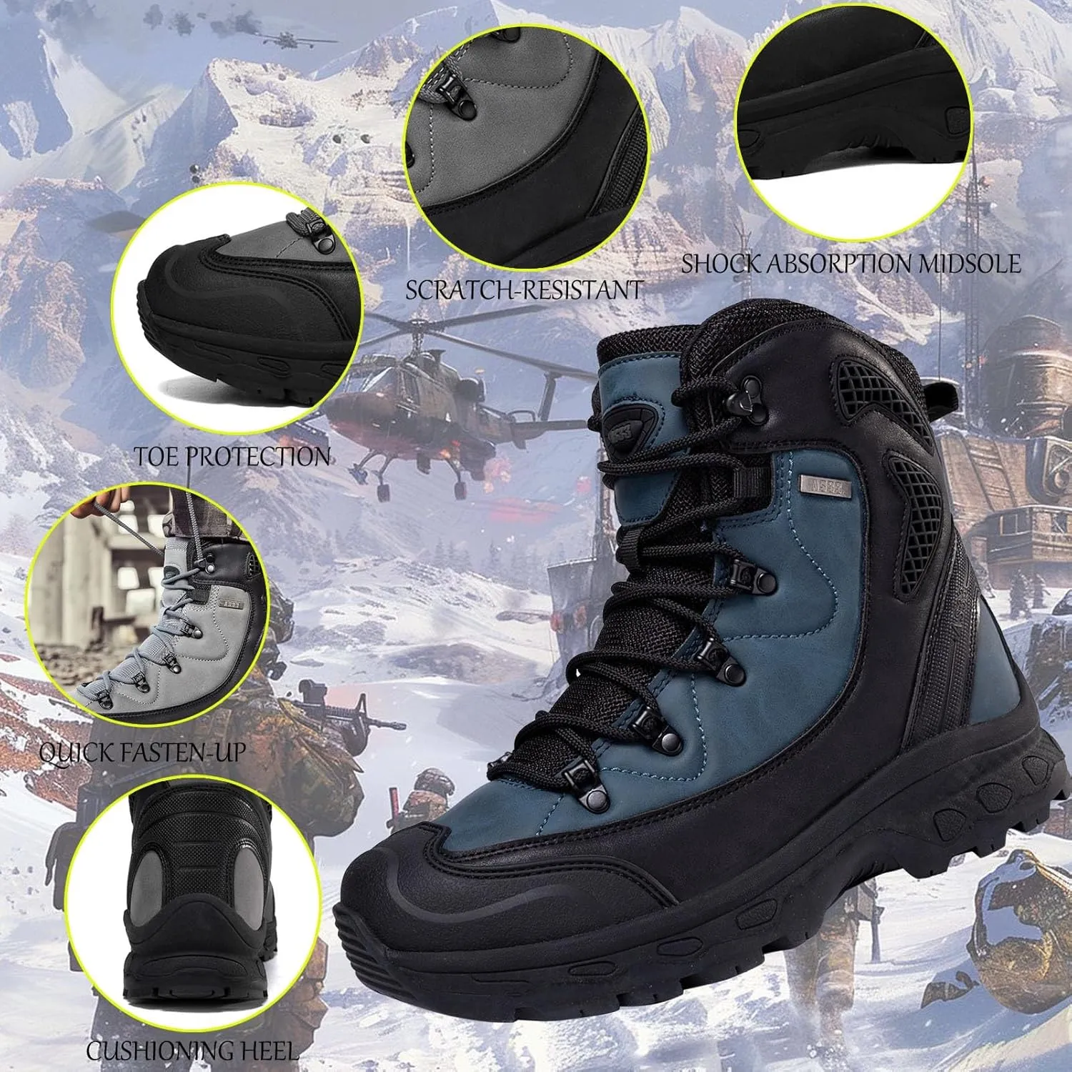 Men's Combat Tactical Hiking Boots | All-Terrain, Waterproof, Non-Slip for Hunting, Work and Outdoor