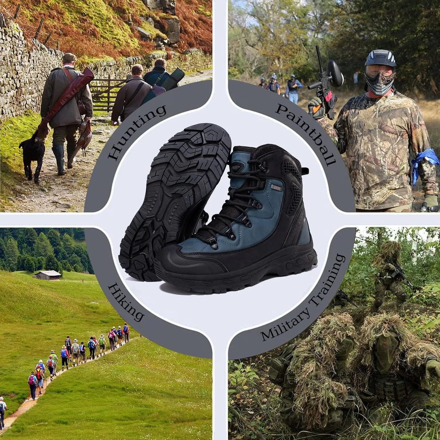 Men's Combat Tactical Hiking Boots | All-Terrain, Waterproof, Non-Slip for Hunting, Work and Outdoor