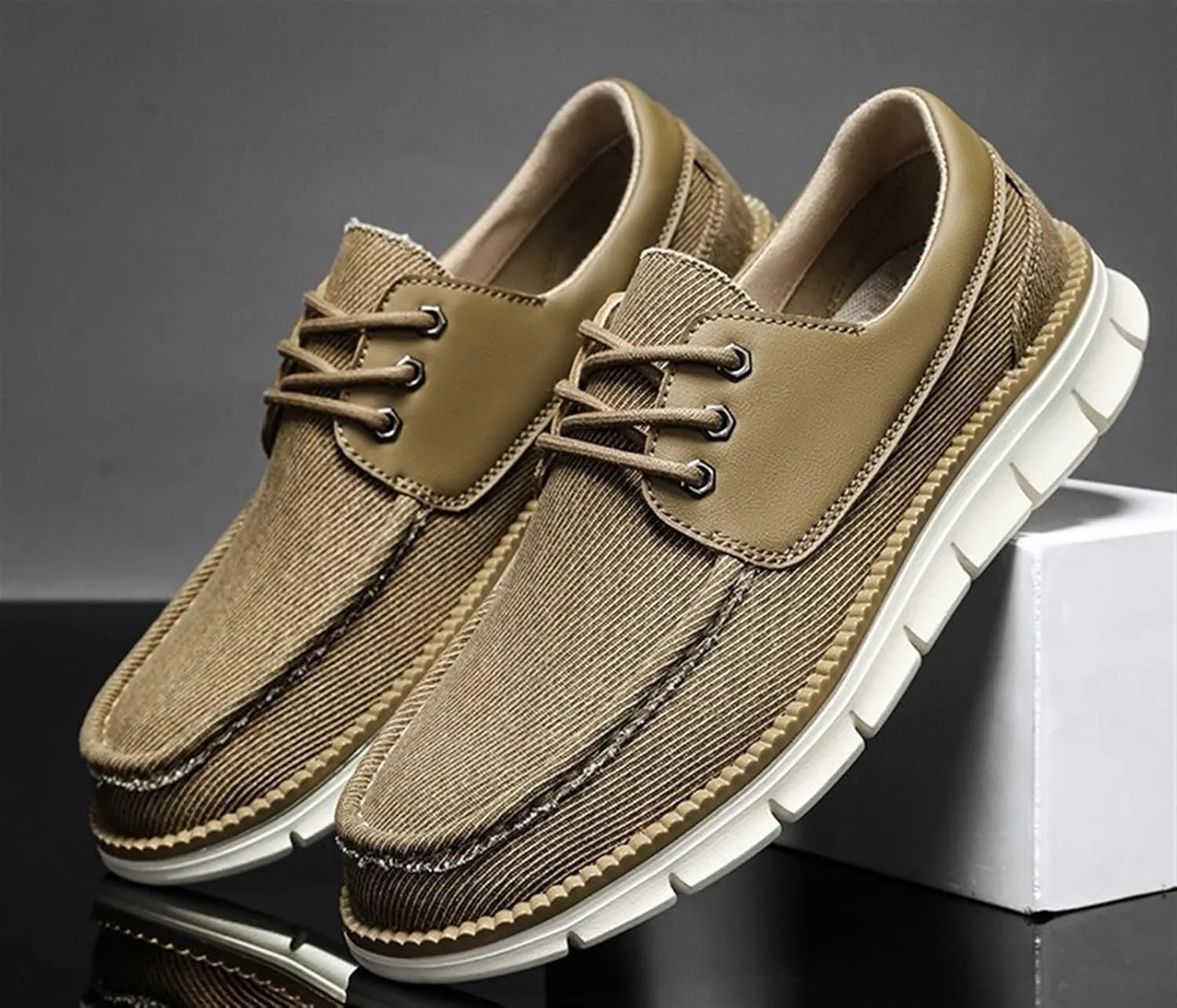 Mens Denim Lace Up Platform Derby Shoes Lightweight Breathable Casual Round Toe Non-Slip Walking Shoes Arch Support Skateboard Shoes Slip On Shoes Outdoor Fashion Casual Dress Sneakers for Men