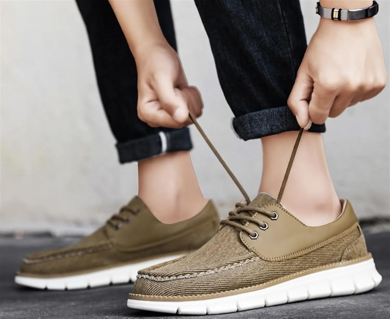 Mens Denim Lace Up Platform Derby Shoes Lightweight Breathable Casual Round Toe Non-Slip Walking Shoes Arch Support Skateboard Shoes Slip On Shoes Outdoor Fashion Casual Dress Sneakers for Men