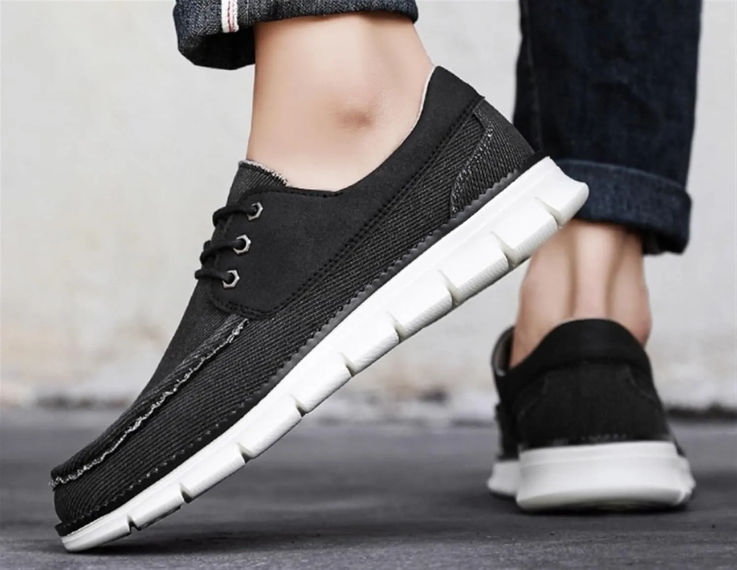 Mens Denim Lace Up Platform Derby Shoes Lightweight Breathable Casual Round Toe Non-Slip Walking Shoes Arch Support Skateboard Shoes Slip On Shoes Outdoor Fashion Casual Dress Sneakers for Men