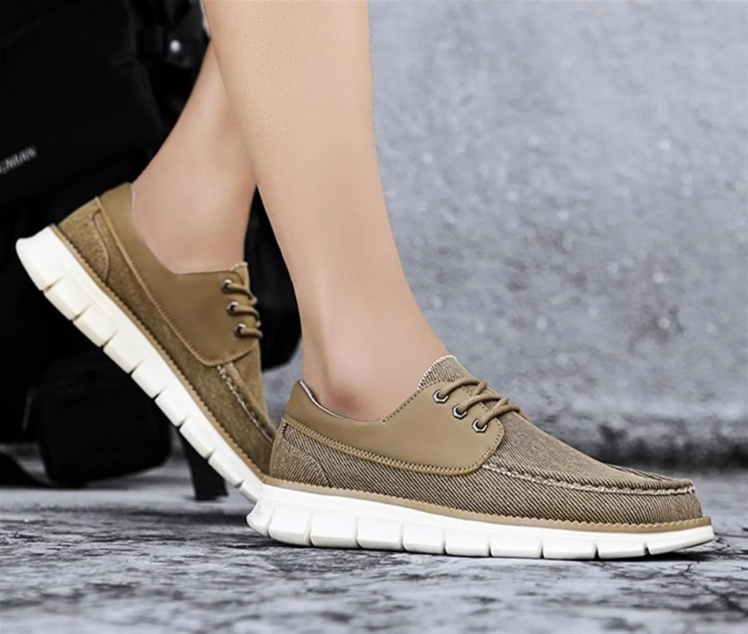 Mens Denim Lace Up Platform Derby Shoes Lightweight Breathable Casual Round Toe Non-Slip Walking Shoes Arch Support Skateboard Shoes Slip On Shoes Outdoor Fashion Casual Dress Sneakers for Men