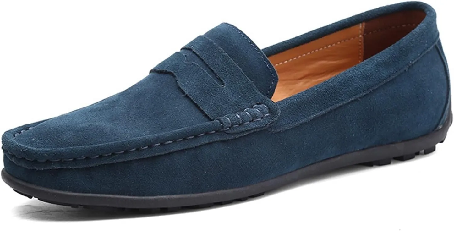 Men's Fashion Penny Loafers Suede Leather Slip On Casual Flat Dress Driving Shoes Fashion Lightweight Walking Shoes for Men
