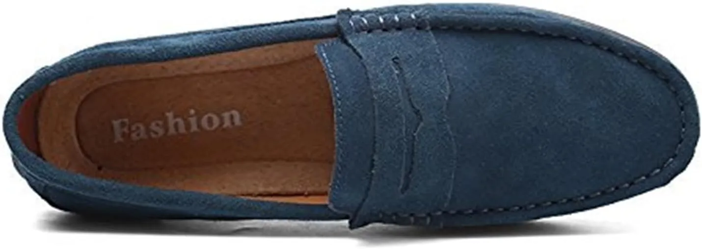 Men's Fashion Penny Loafers Suede Leather Slip On Casual Flat Dress Driving Shoes Fashion Lightweight Walking Shoes for Men