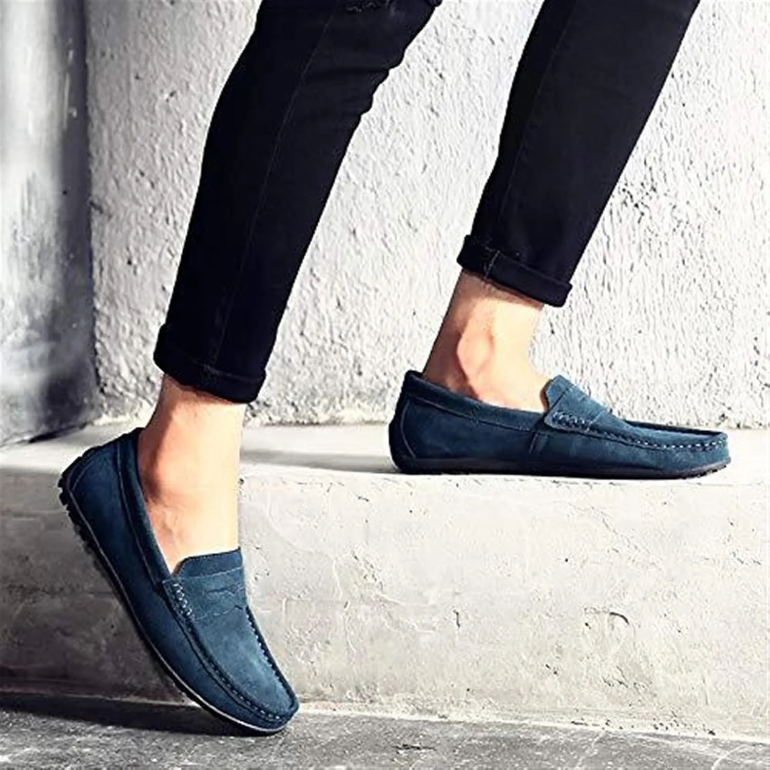 Men's Fashion Penny Loafers Suede Leather Slip On Casual Flat Dress Driving Shoes Fashion Lightweight Walking Shoes for Men