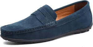 Men's Fashion Penny Loafers Suede Leather Slip On Casual Flat Dress Driving Shoes Fashion Lightweight Walking Shoes for Men
