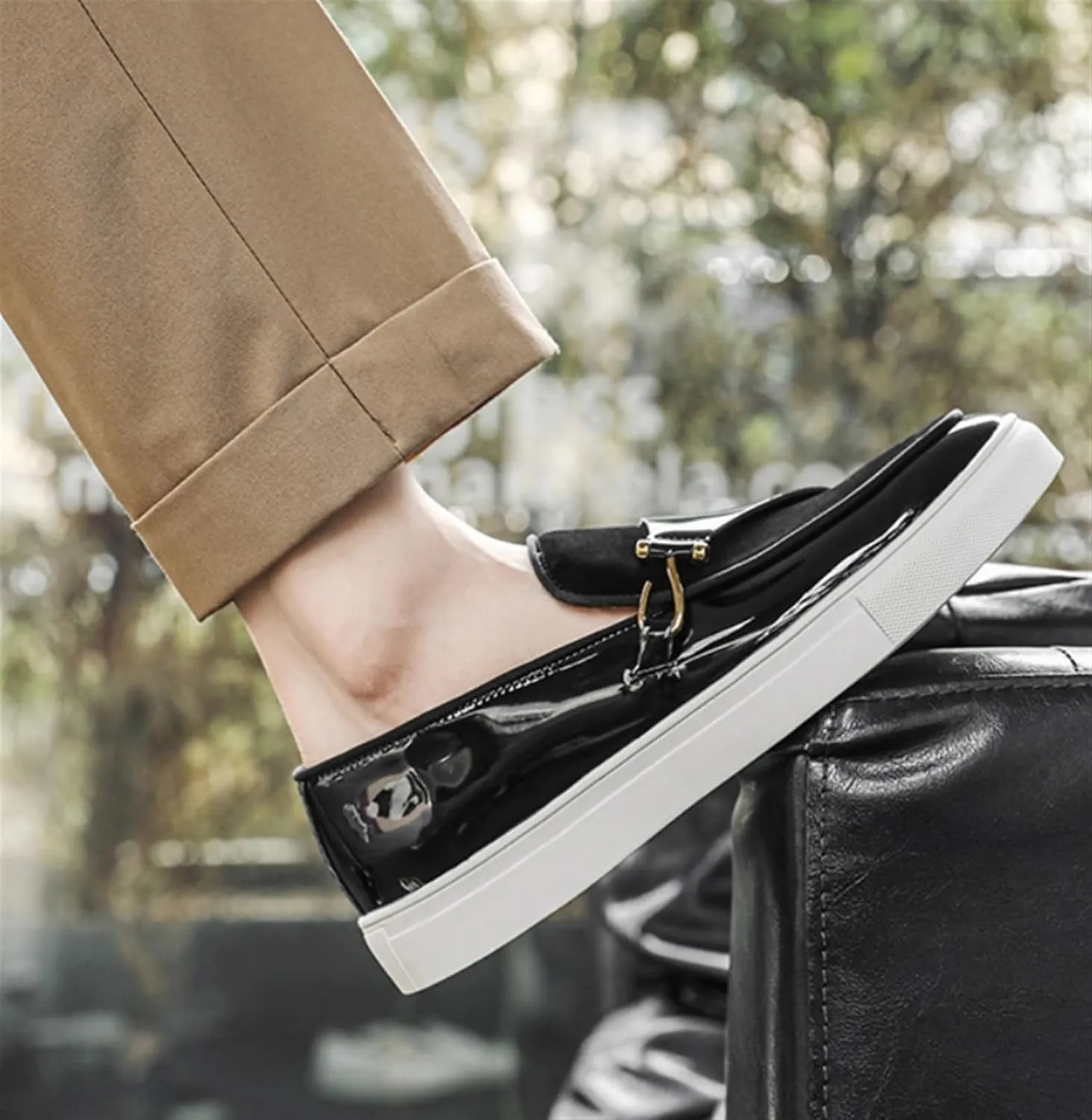 Men's Fashion Suede Leather Slip On Penny Loafers Casual Driving Shoes Flat Fashion Dress Sneakers Comfortable Round Toe Breathable Formal Shoes for Wedding Business