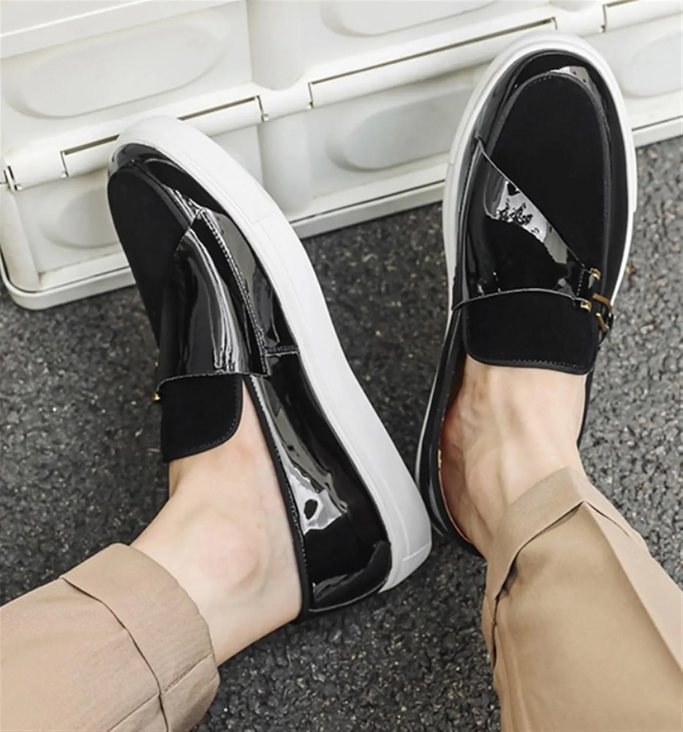 Men's Fashion Suede Leather Slip On Penny Loafers Casual Driving Shoes Flat Fashion Dress Sneakers Comfortable Round Toe Breathable Formal Shoes for Wedding Business
