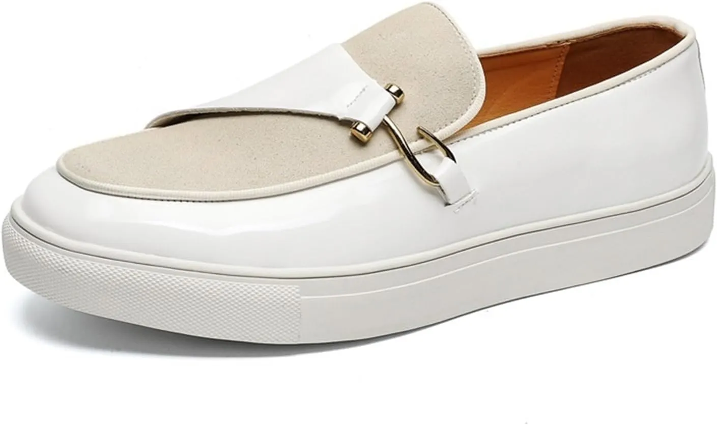 Men's Fashion Suede Leather Slip On Penny Loafers Casual Driving Shoes Flat Fashion Dress Sneakers Comfortable Round Toe Breathable Formal Shoes for Wedding Business