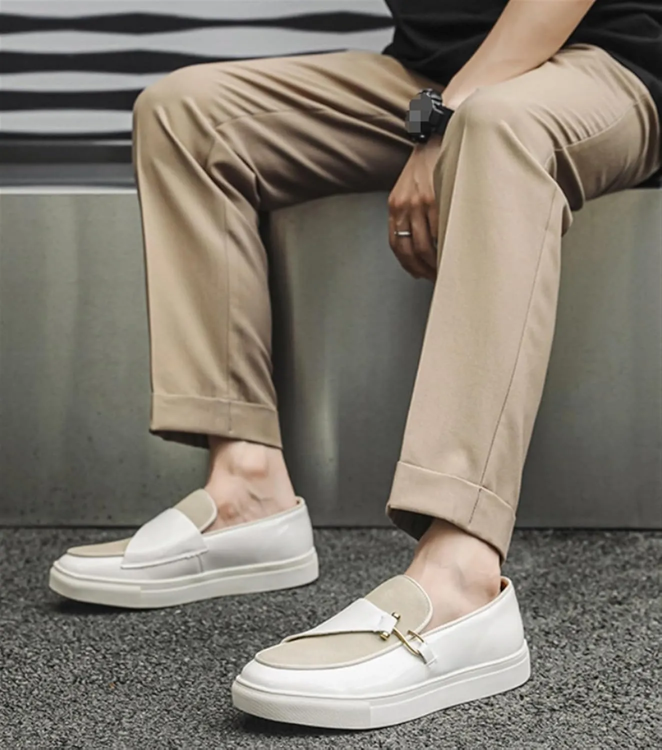 Men's Fashion Suede Leather Slip On Penny Loafers Casual Driving Shoes Flat Fashion Dress Sneakers Comfortable Round Toe Breathable Formal Shoes for Wedding Business