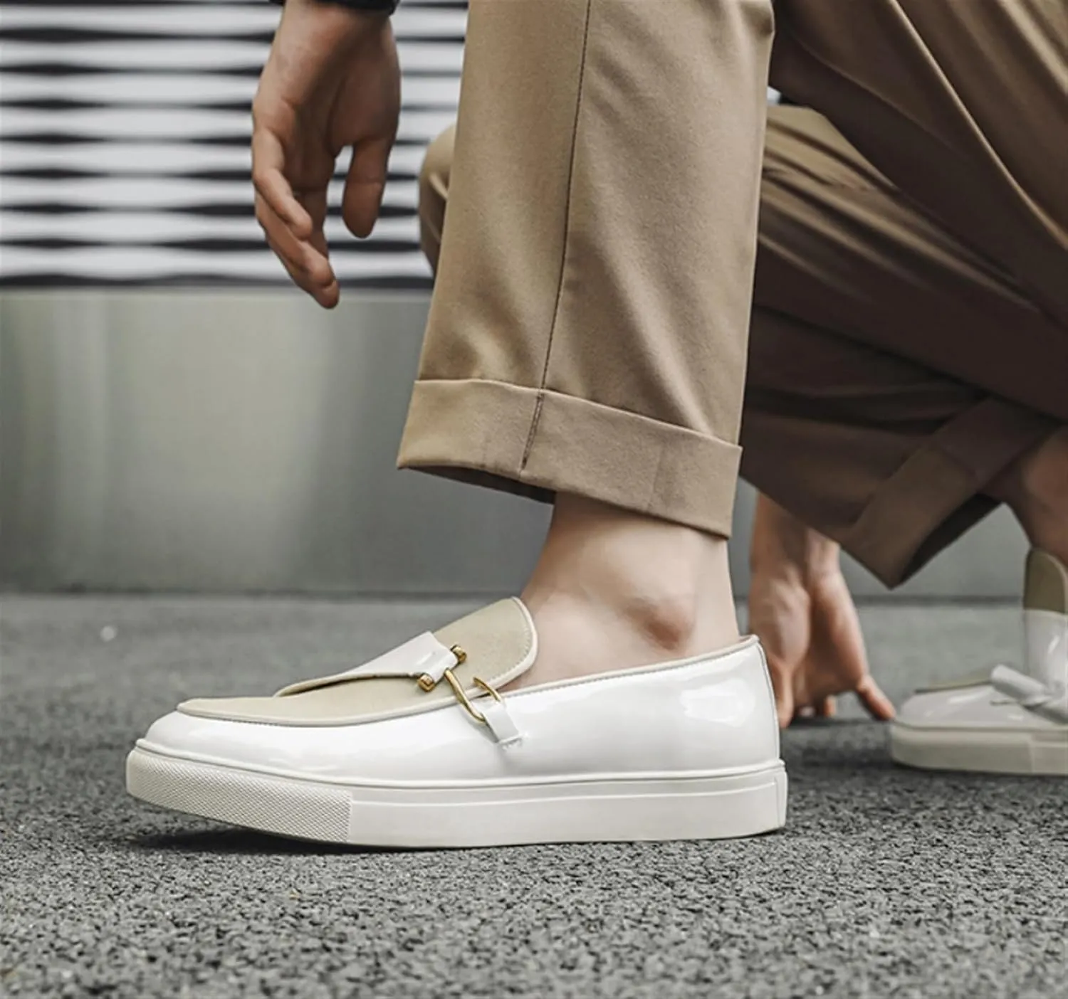 Men's Fashion Suede Leather Slip On Penny Loafers Casual Driving Shoes Flat Fashion Dress Sneakers Comfortable Round Toe Breathable Formal Shoes for Wedding Business