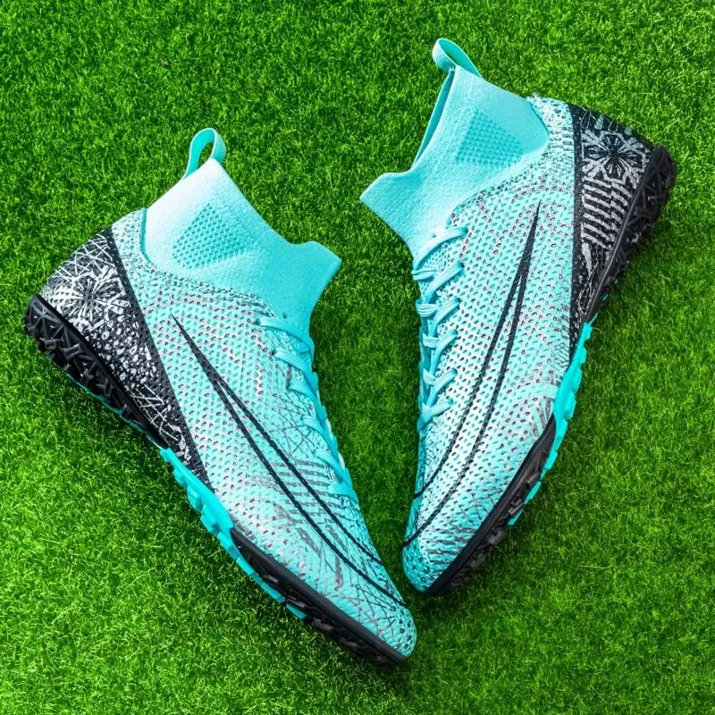Men's Football Boots Indoor and Outdoor Football Shoes Sports Shoes Futsal Shoes TF Non-Slip Sole high top Football Boots