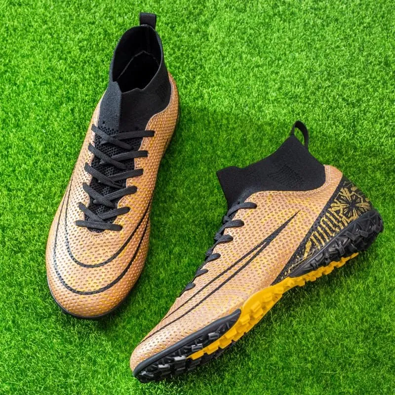 Men's Football Boots Indoor and Outdoor Football Shoes Sports Shoes Futsal Shoes TF Non-Slip Sole high top Football Boots