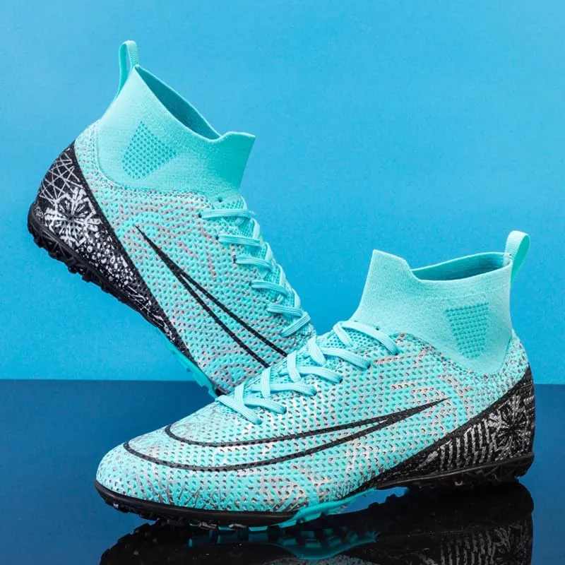 Men's Football Boots Indoor and Outdoor Football Shoes Sports Shoes Futsal Shoes TF Non-Slip Sole high top Football Boots