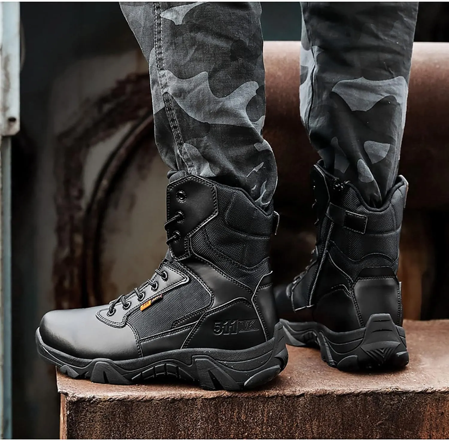 Men's military and Tactical Boots for men, Durable Rubber Sole Military Work and Desert Boots,Outdoor Lace-Up Sports Lightweight Breathable Hiking Shoes