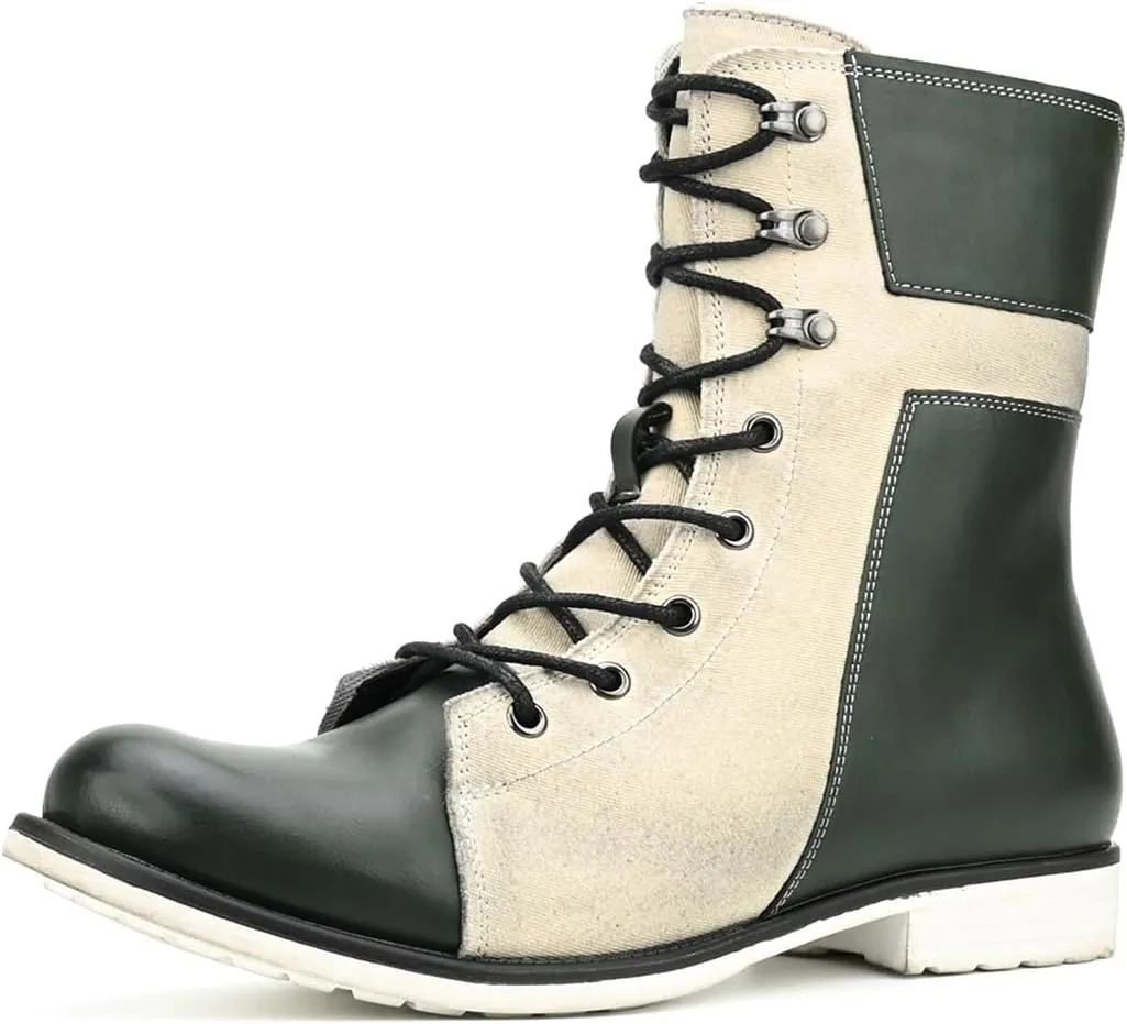Men's Motorcycle Boots Casual Dress Retro Lace-up Boots for Men Riding Boots