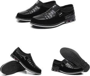 Men's Oxford Derby Orthopedic Flat Leather Shoes,Soft Sole Business Office Slip On Loafers Dress Shoes Driving Sneaker